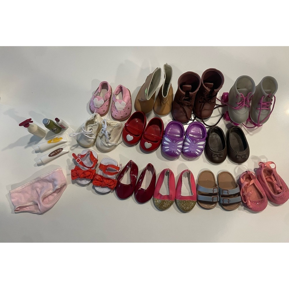 American girl Doll lot Shoes Of 13 Pairs Skates Sandals Flats Boots Ballet Shoes